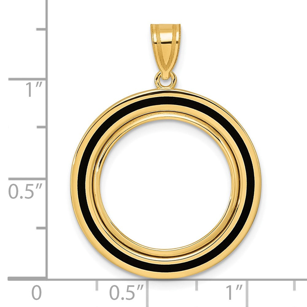 14k Polished Black Epoxy Centerline with 18.0mm Prong Coin Bezel Pendant