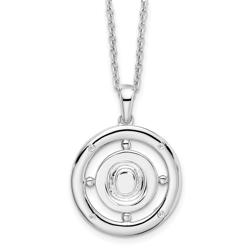 White Ice Sterling Silver Rhodium-plated 18 Inch Diamond Letter O Initial Necklace with 2 Inch Extender 18 Inches
