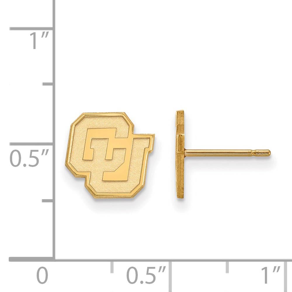 Sterling Silver Gold-plated LogoArt University of Colorado C-U Extra Small Post Earrings Q-GP030UCO