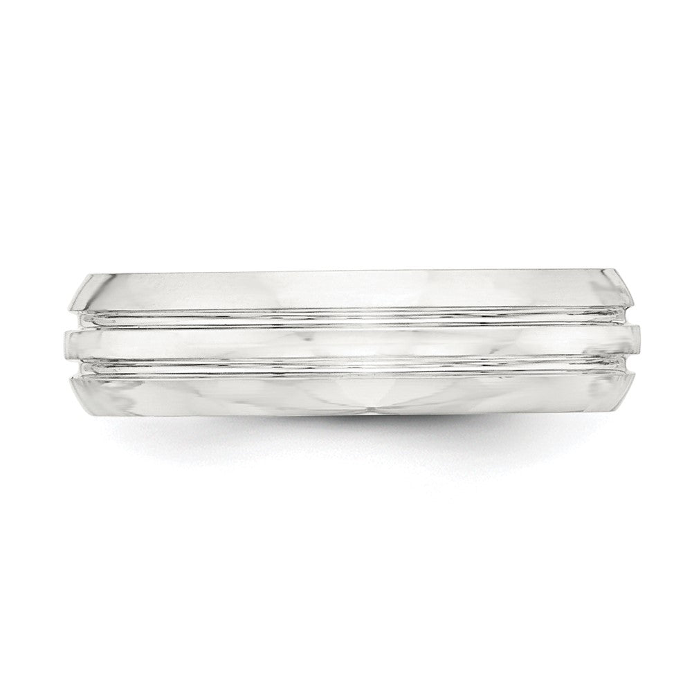 Sterling Silver 6mm Polished Domed Grooved Fancy Band Size 13.5