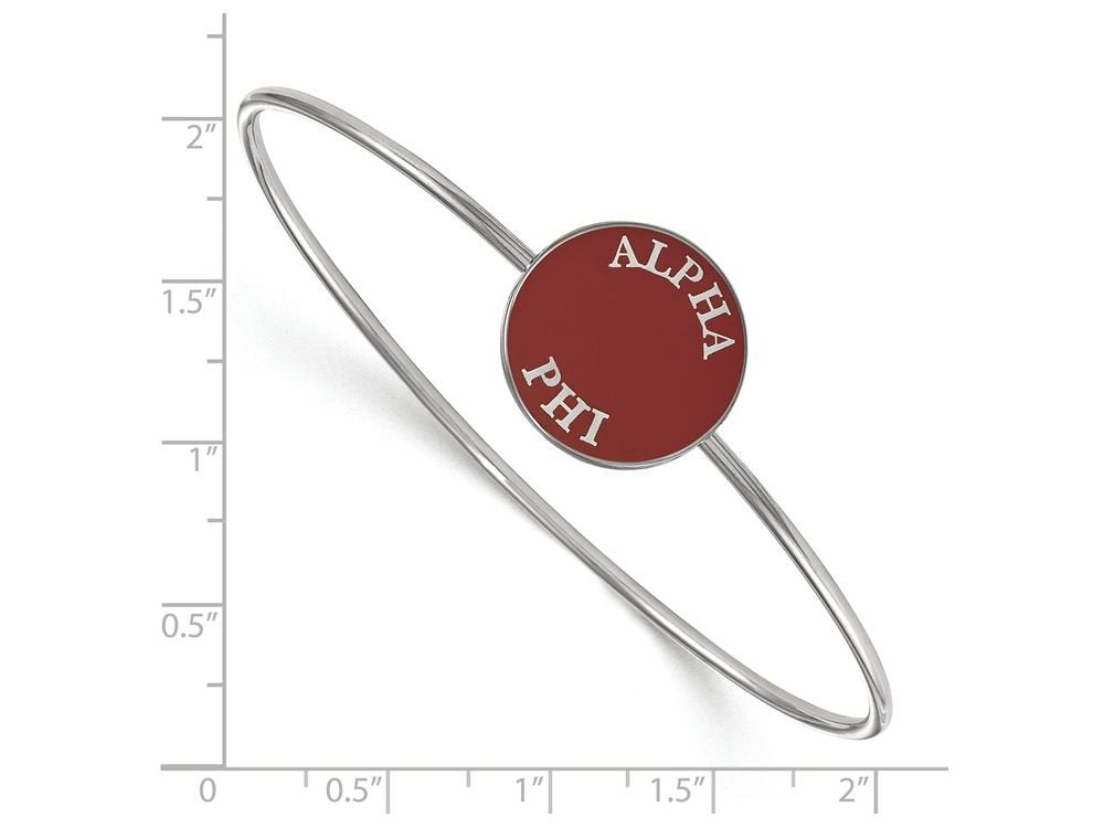 Sterling Silver Official Licensed Greek Sororities 7in Alpha Phi (??) Enameled Slip-on Bangle