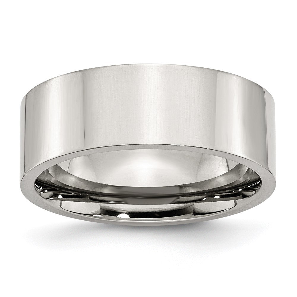 Stainless Steel Polished 8mm Flat Band Size - 7.5