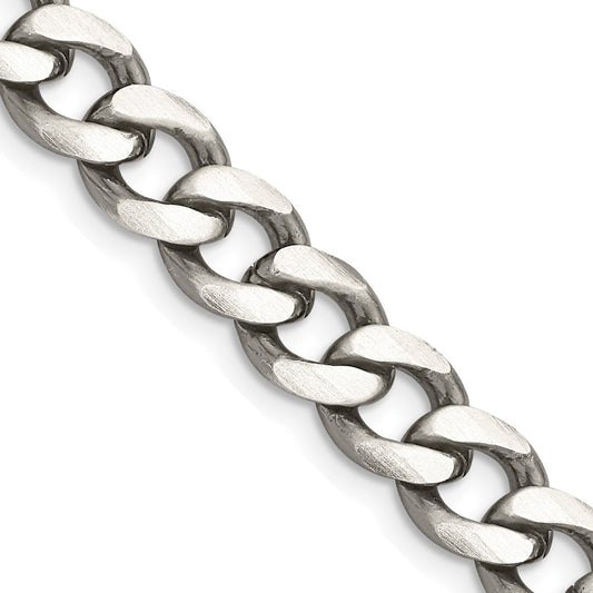 Sterling Silver Antiqued 8.3mm Curb Chain 26 Inches