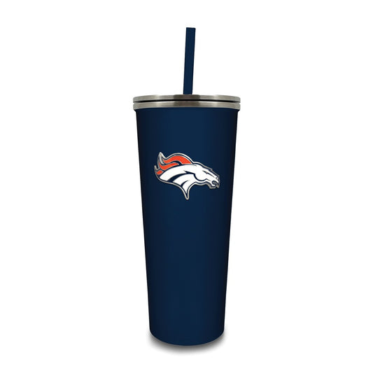 NFL Denver Broncos Stainless Steel 24 ounce Skinny Tumbler with Emblem and Straw