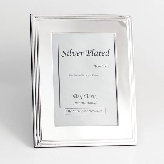 Bey-Berk Silver-Plated Tiered Edge 8 x 10 in. Photo Frame - Tarnish Proof