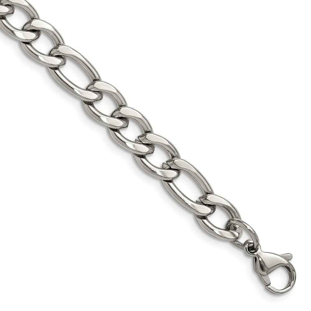 Chisel Stainless Steel Polished 7.5mm 8 inch Figaro Chain