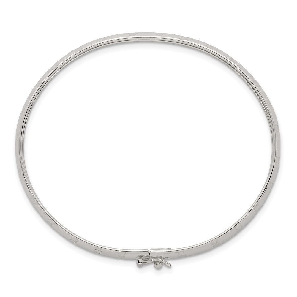 Sterling Silver Polished and Diamond-cut 6.0mm Flexible Bangle