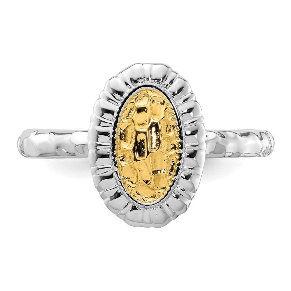 Sterling Silver Stackable Expressions Gold-plated Oval Ring Size -10