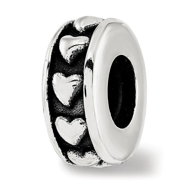 Sterling Silver Reflections Antiqued Hearts Gripper Bead