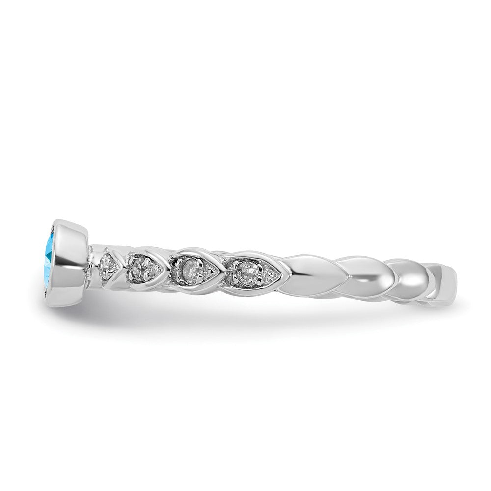 Sterling Silver Blue Topaz and Diamond Ring
