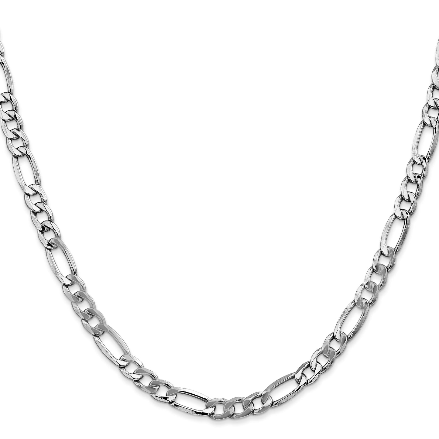 14K White Gold 24 inch 5.75mm Semi-Solid Figaro with Lobster Clasp Chain