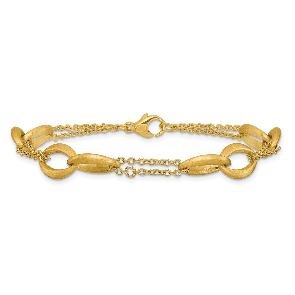 14K Polished and Brushed 2-Strand Navette Link Bracelet