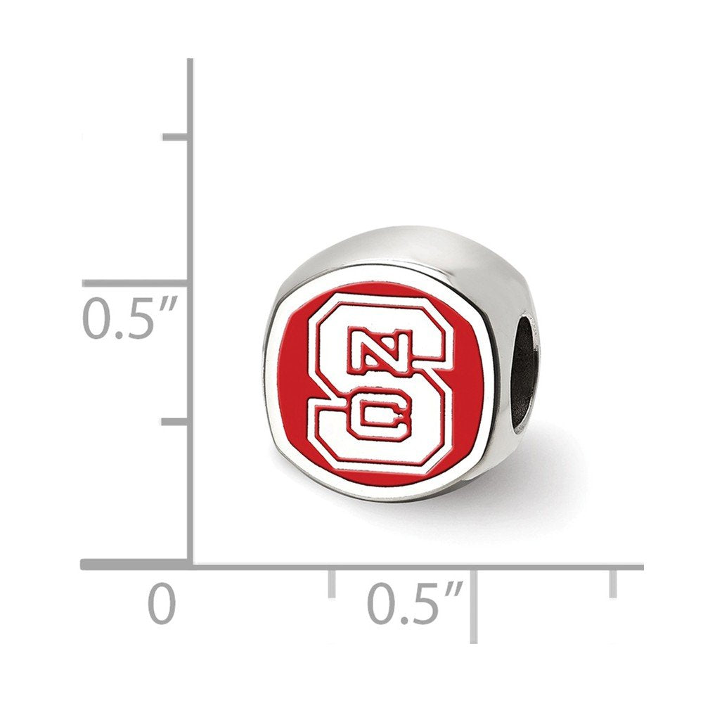 Sterling Silver Rhodium-plated LogoArt North Carolina State University N-C-S Enameled Bead QSS501NCS