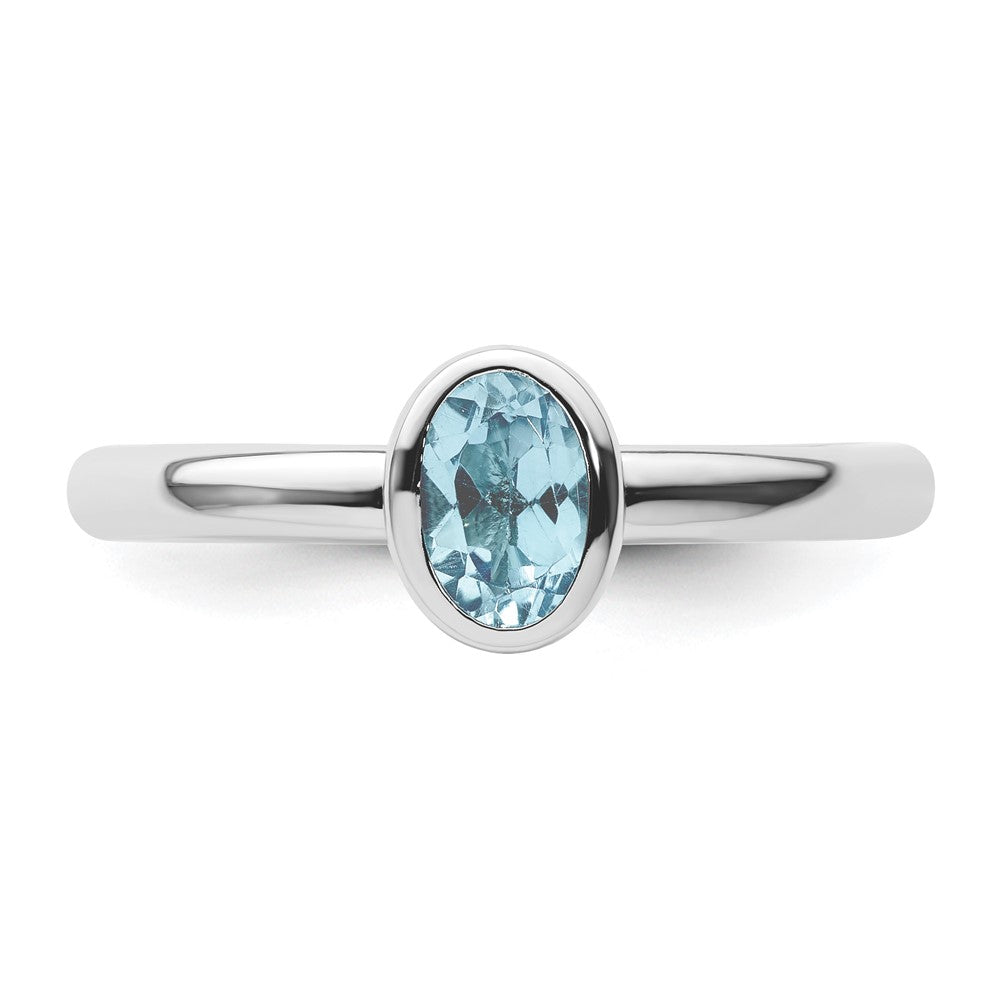Sterling Silver Stackable Expressions Oval Blue Topaz Ring Size -10