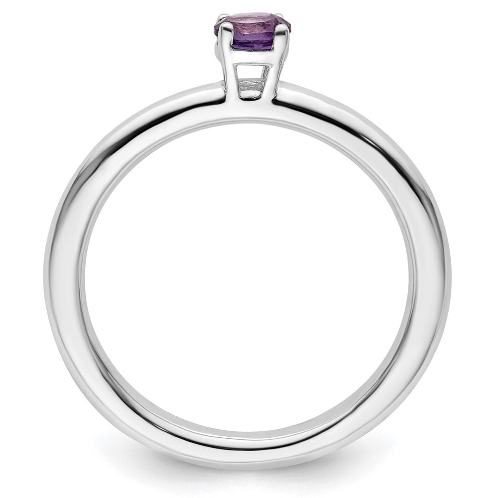 Sterling Silver Stackable Expressions Rhodium Amethyst Ring