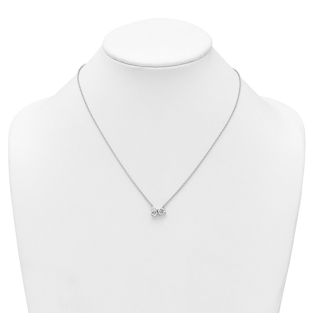 True Origin 14K White Gold 1 3/4 carat Lab Grown Diamond VS+ F+ 18 in Complete Two Stone Necklace