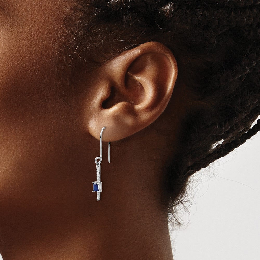 14k White Gold Diamond and Sapphire Fancy Earrings
