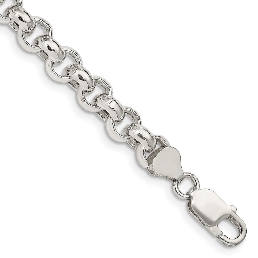 Sterling Silver 7.75mm Semi-solid Rolo Chain 8 inches