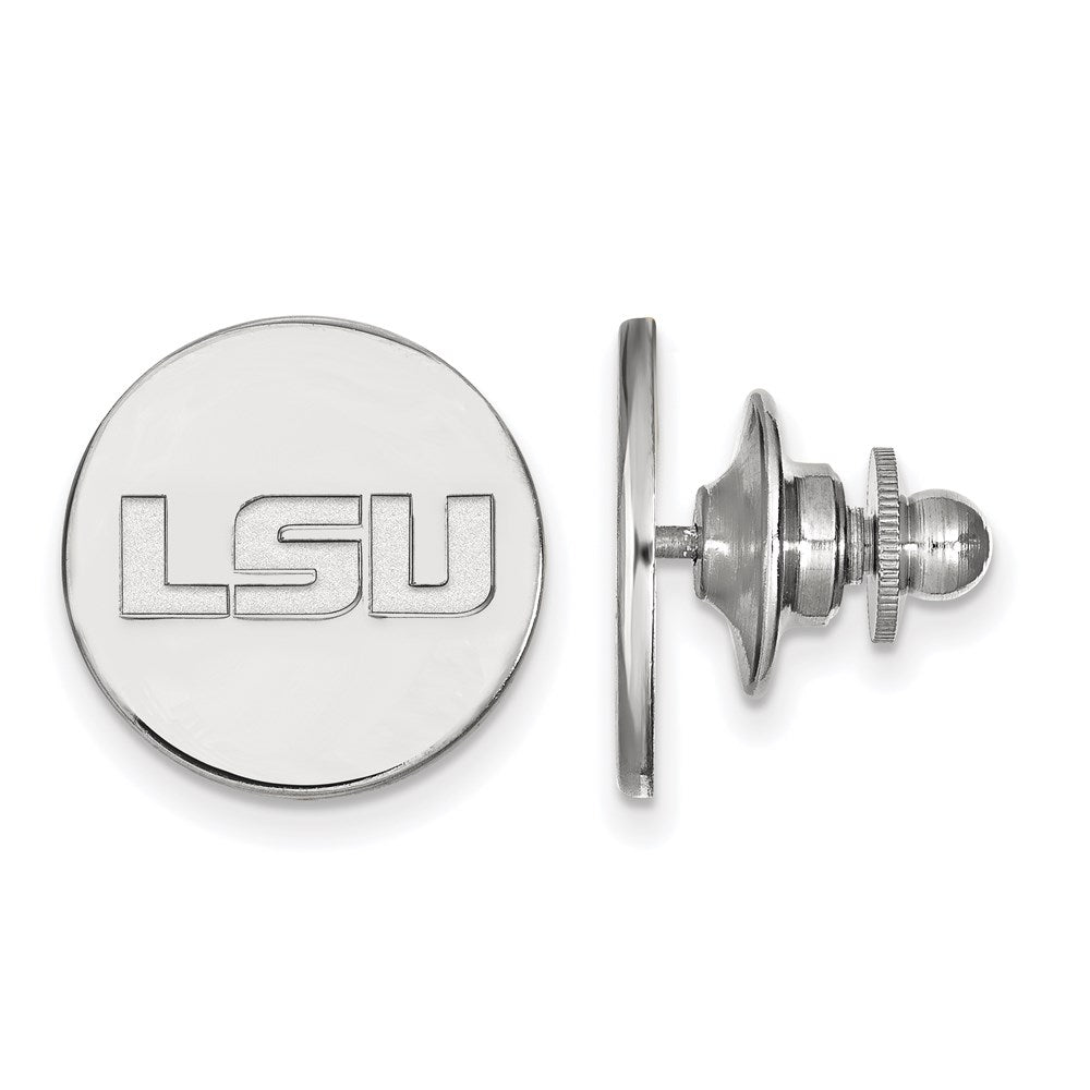LogoArt Sterling Silver Rhodium-plated Louisiana State University Lapel Pin
