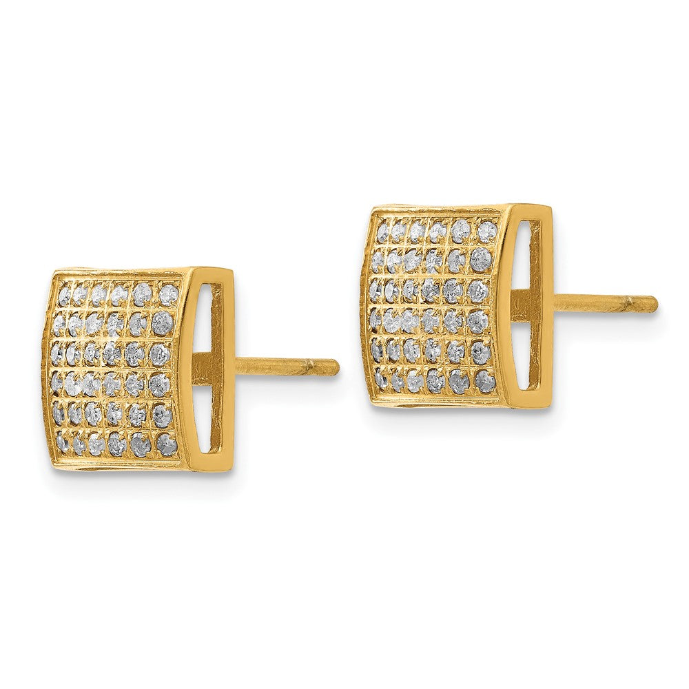 Stainless Steel Polished Yellow IP with 3/8ct. Diamond Square Post Earring