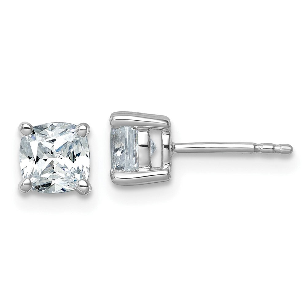 14K White Gold 1 1/2 Carat Lab Grown Diamond VS/SI+ G+ Cushion 4-Prong Complete Stud Earrings