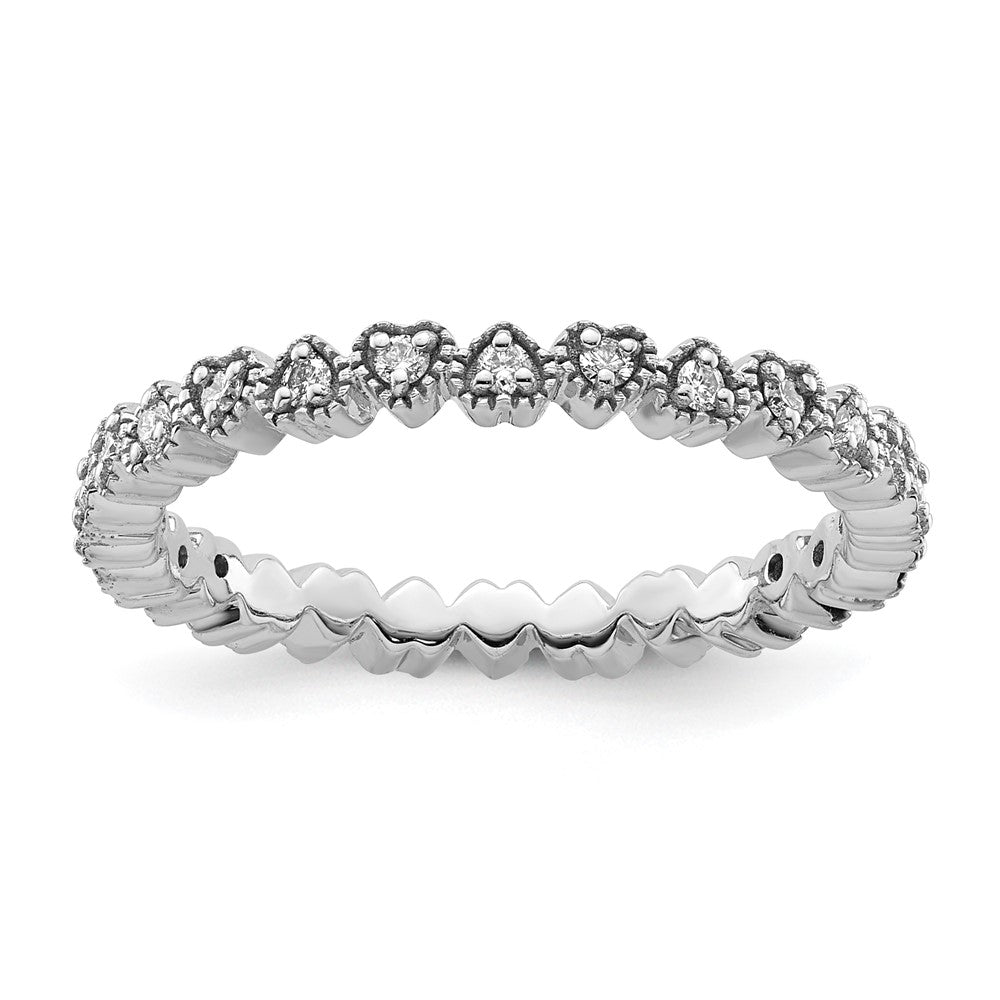 Sterling Silver Stackable Expressions Diamond Heart Ring Size -9