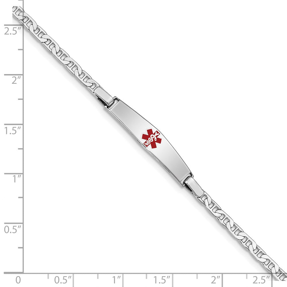 Sterling Silver Rhod-plated Children's Medical ID Anchor Link Bracelet 6 inches