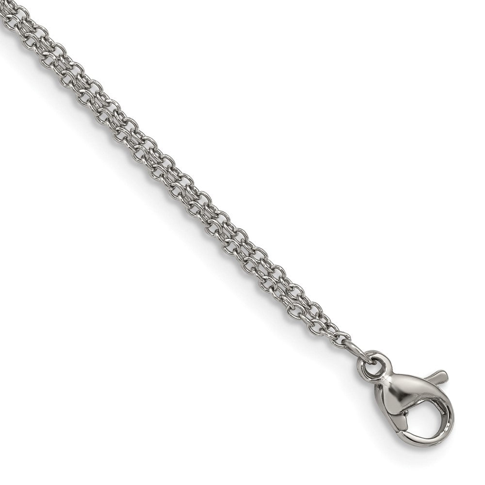 Stainless Steel Polished w/CZ Cross 6.25in w/2in ext. Bracelet 6.25 inches