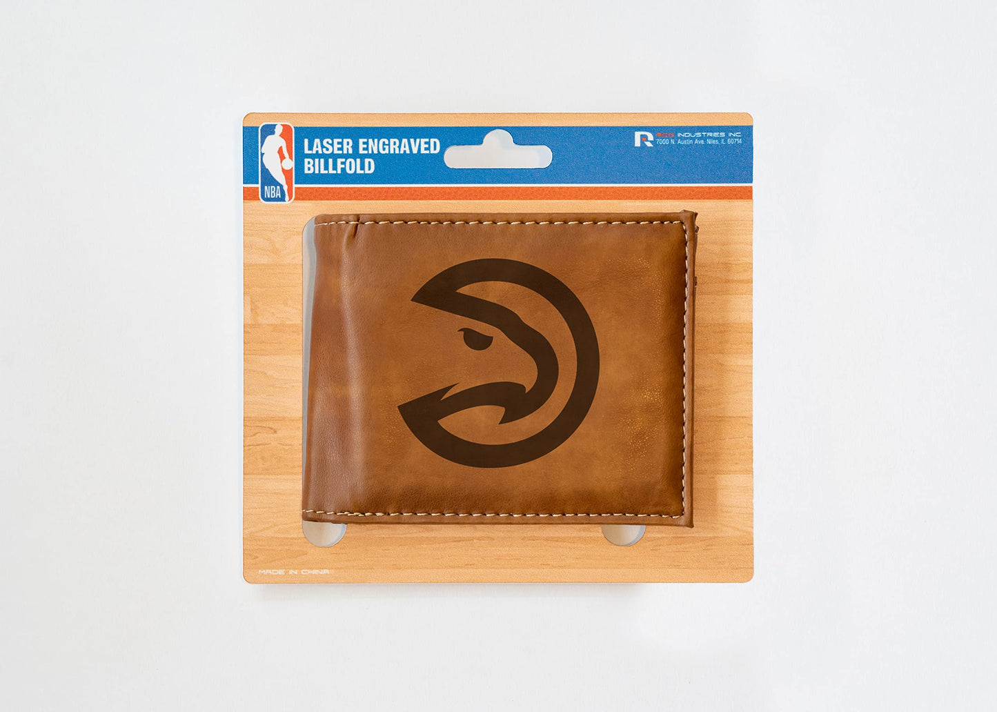 Rico Industries Basketball Atlanta  Brown Laser Engraved Bill-fold Wallet - Slim Design - Great Gift