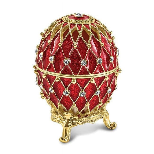 Finest Gold Bejeweled Valentine Ruby Red with Ring Pad Trinket Box