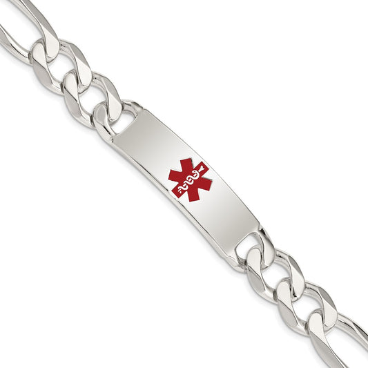 Sterling Silver Polished Medical Figaro Anchor Link ID Bracelet 8.5 inches
