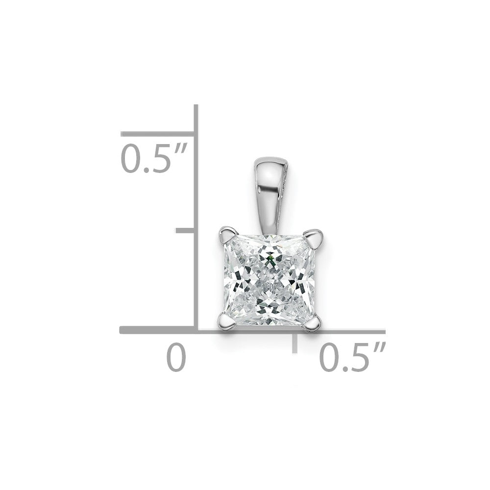 14k White Gold 1 carat Lab Grown Diamond VS/SI+ G+ Princess Complete Four Prong Pendant