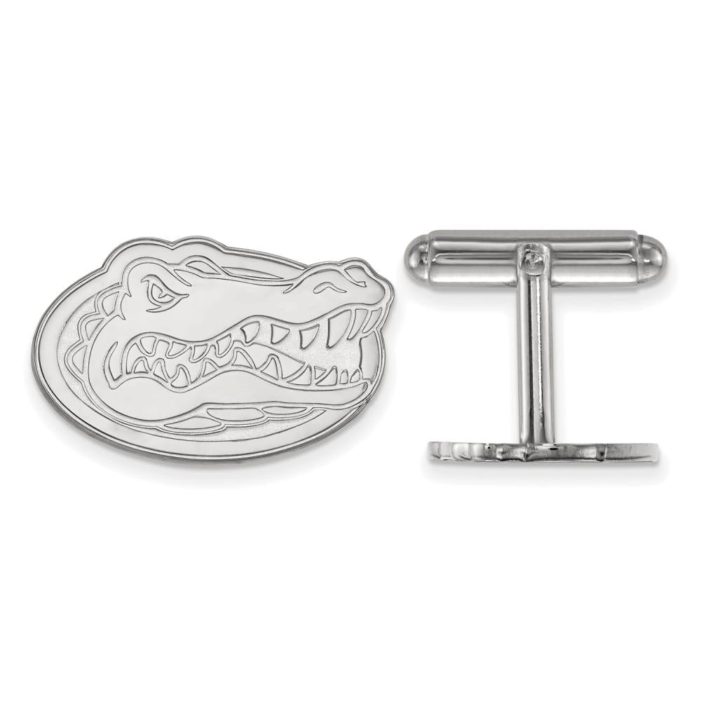 Sterling Silver Rhodium-plated LogoArt University of Florida Gator Cuff Links Q-SS012UFL