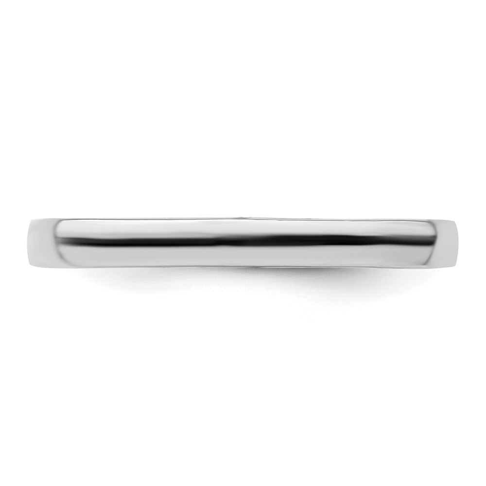 SS Stackable Expressions Polished Rhodium-plated Square Ring Size -5