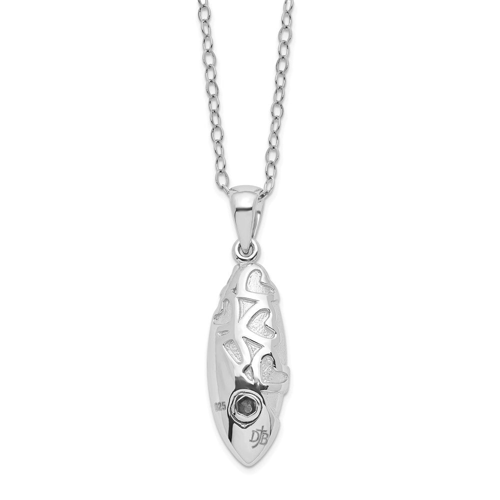 Sentimental Expressions Sterling Silver Rhodium-plated Scrolled Hearts Ash Holder 18 Inch Necklace 18 Inches