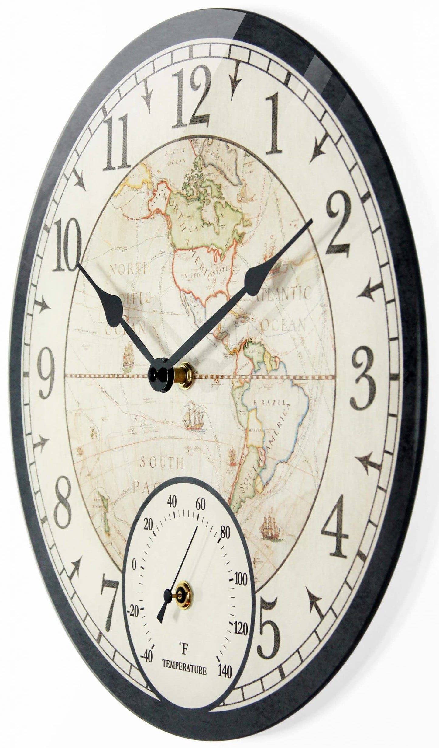 Infinity Instruments Orbis Black All Weather Clock Black Transitional Analog Display Wall Clock