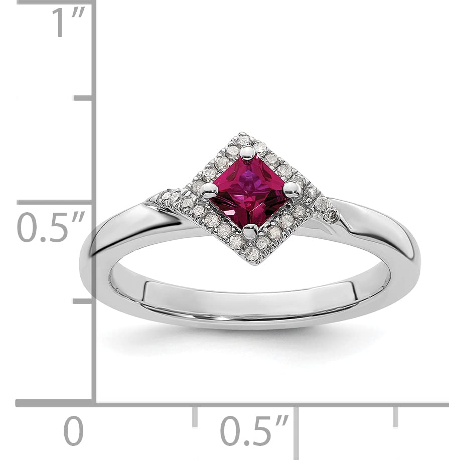 Sterling Silver Stackable Expressions Polished Cr. Ruby & Dia Ring Size -9