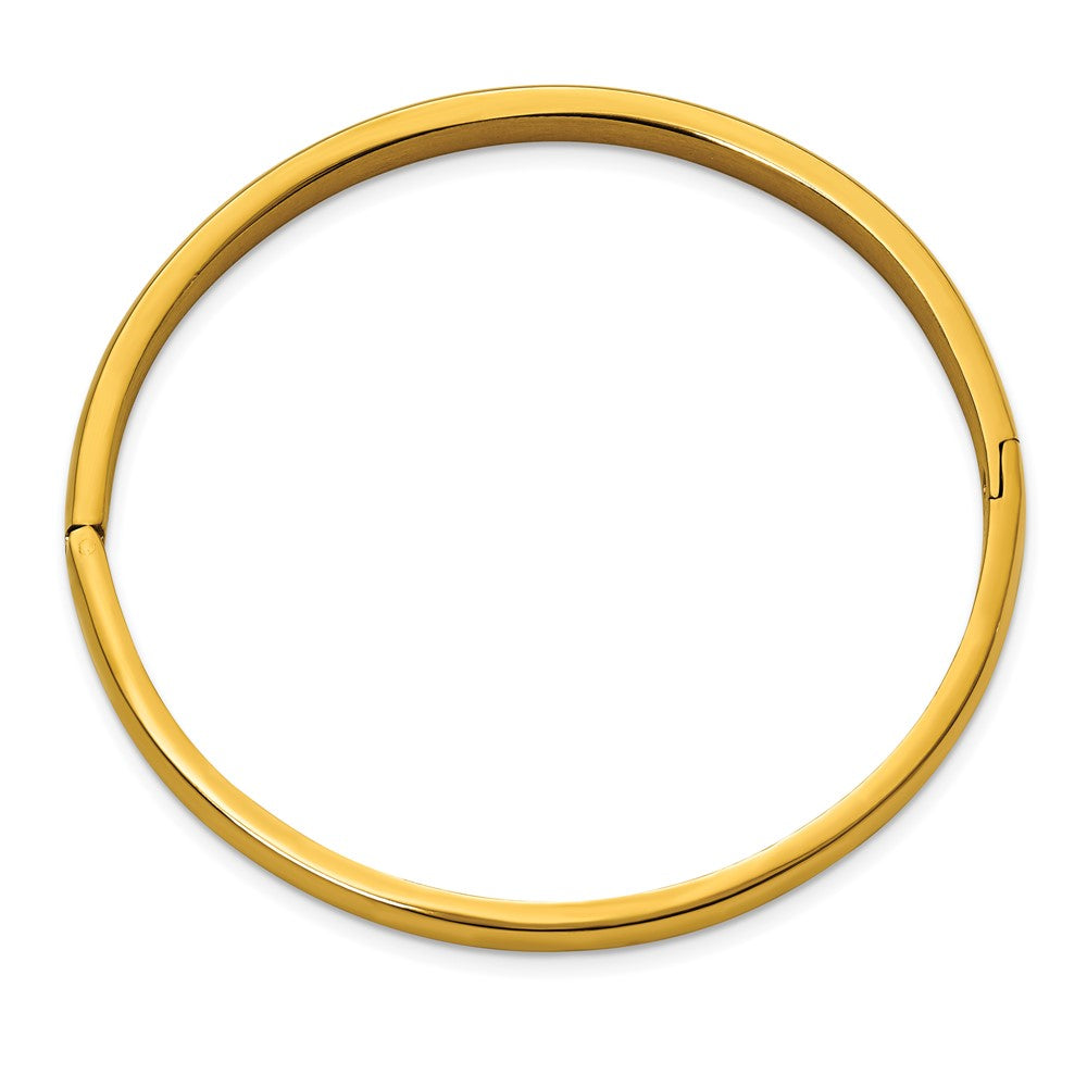 Titanium Polished Yellow IP-plated 5mm Hinged Bangle 7 inches