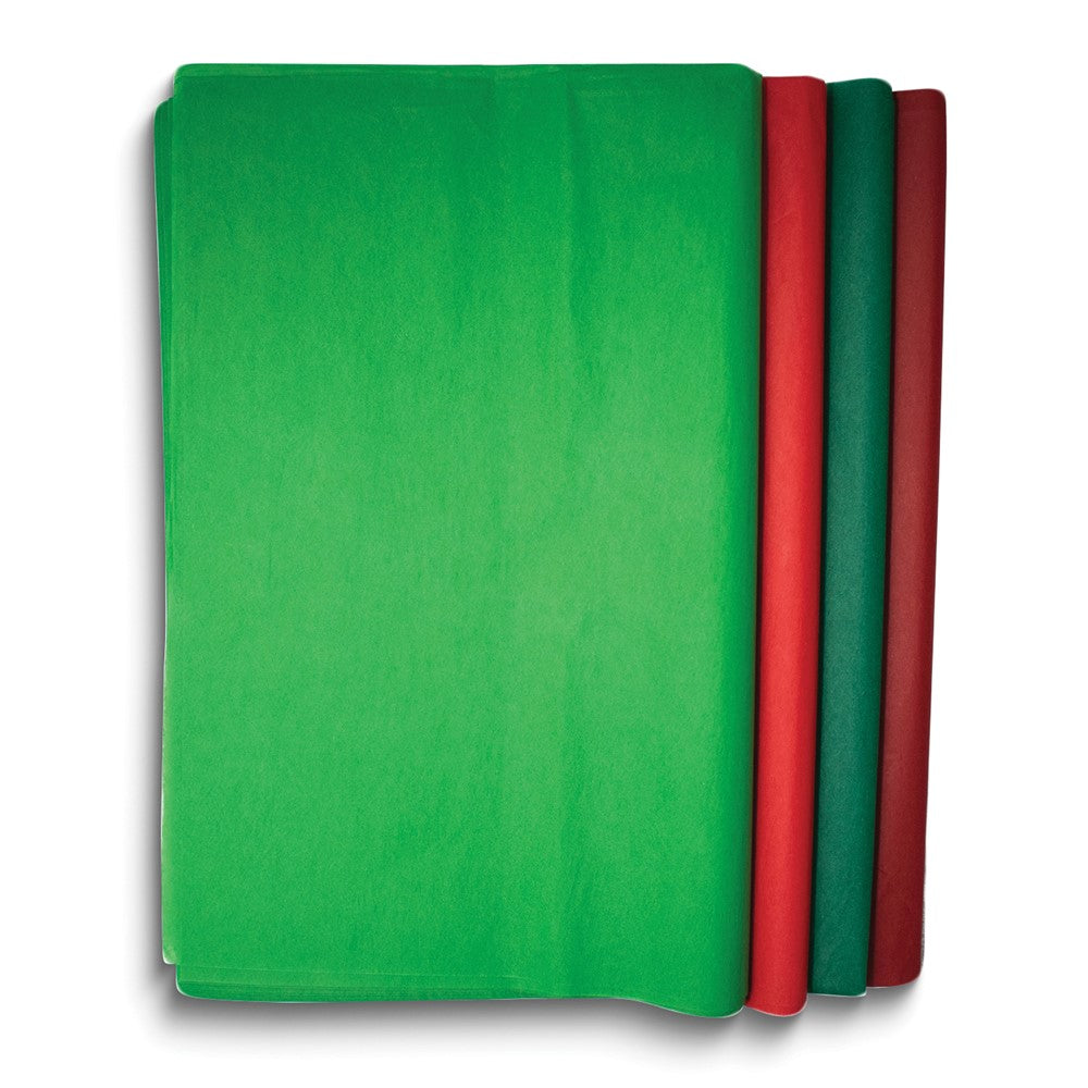 Four Color 48 Sheet Light Red, Dark Red, Light Green, Dark Green Mixed Tissue Paper Set - 12 Each Color