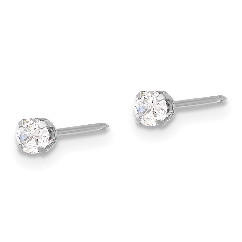 Inverness 14K White Gold 3mm CZ Long Post Piercing Earrings