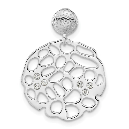Sterling Silver Polished Fancy CZ Chain Slide Pendant