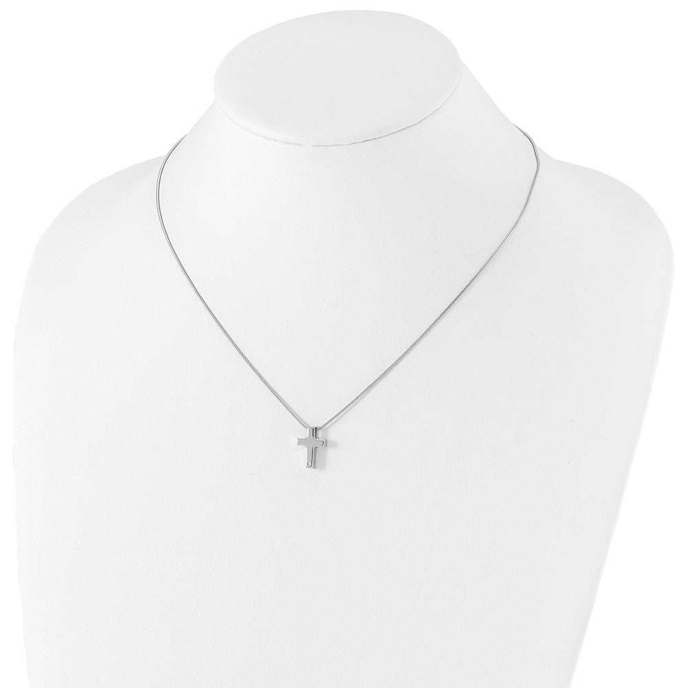White Ice Sterling Silver Rhodium-plated 18 Inch Diamond Cross Necklace with 2 Inch Extender 18 Inches