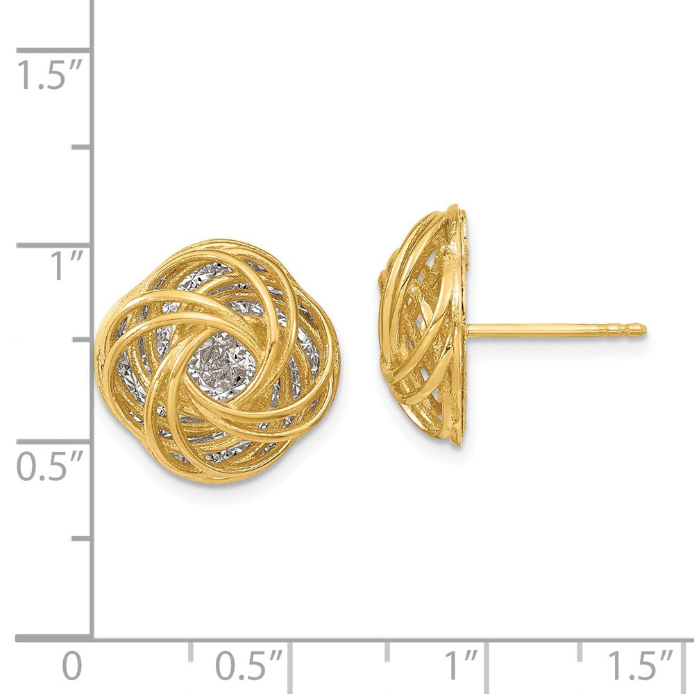 14K Two-tone Polished D/C Love Knot Earrings