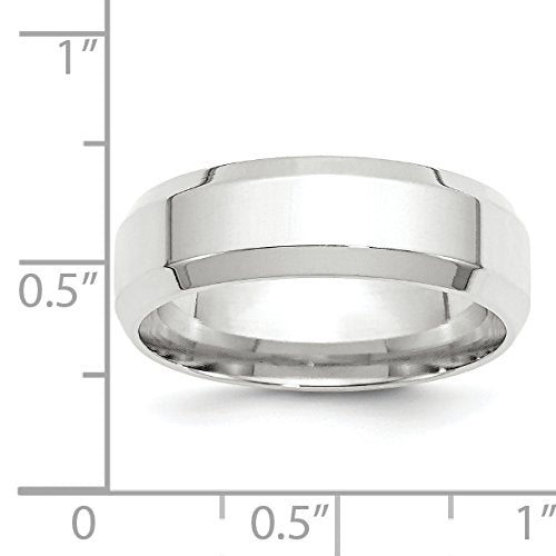 10k White Gold 7mm Beveled Edge Comfort Fit Wedding Band Size 12