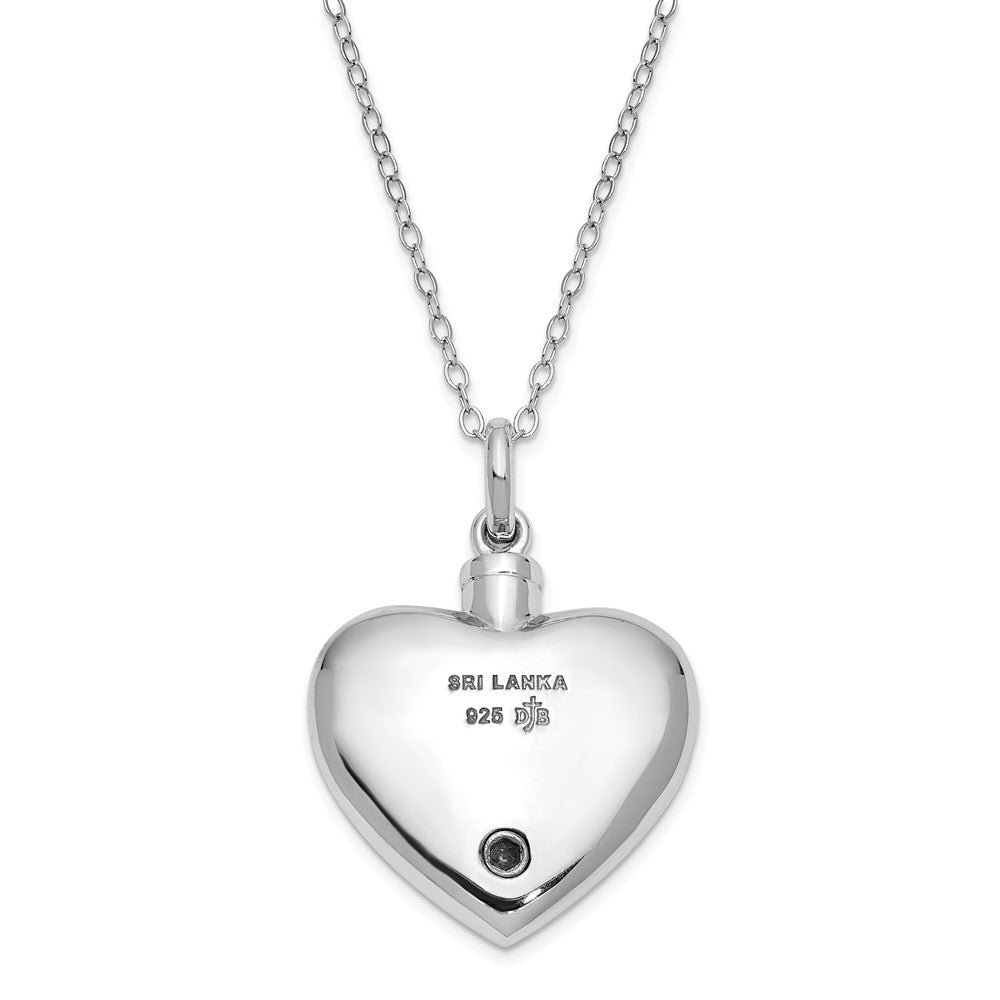 Sentimental Expressions Sterling Silver Rhodium-plated and Antiqued Mother of an Angel Heart Ash Holder 18 Inch Necklace 18 Inches