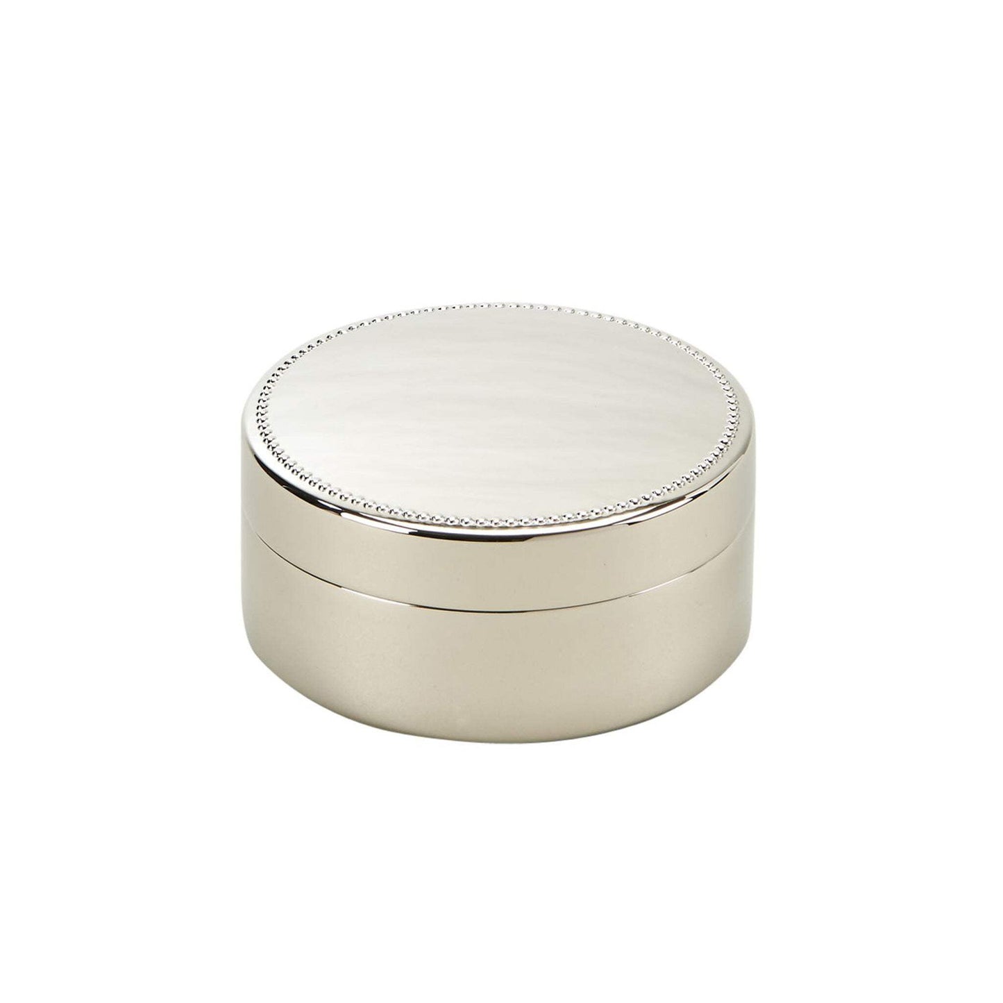 Creative Gifts International 026054 3.5 in. Beaded Round Box - Nickel Plated