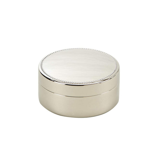 Creative Gifts International 026054 3.5 in. Beaded Round Box - Nickel Plated