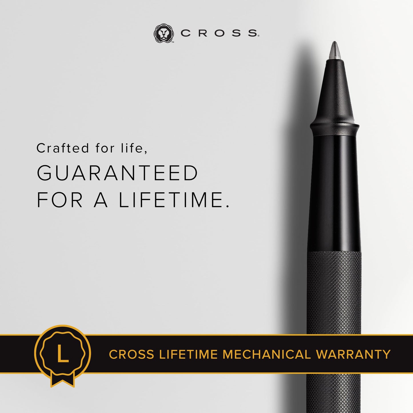 Cross Townsend Black Micro Knurled and Sandblasted Matte Black PVD w/Matte Black PVD Appointmen's Selectip Rollerball Pen
