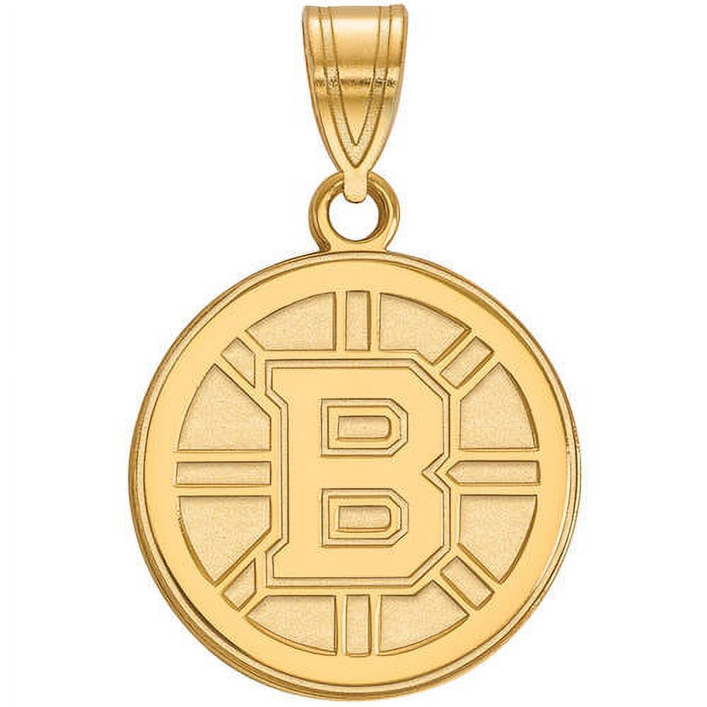 Sterling Silver Gold Plated NHL LogoArt Boston Bruins Medium Pendant
