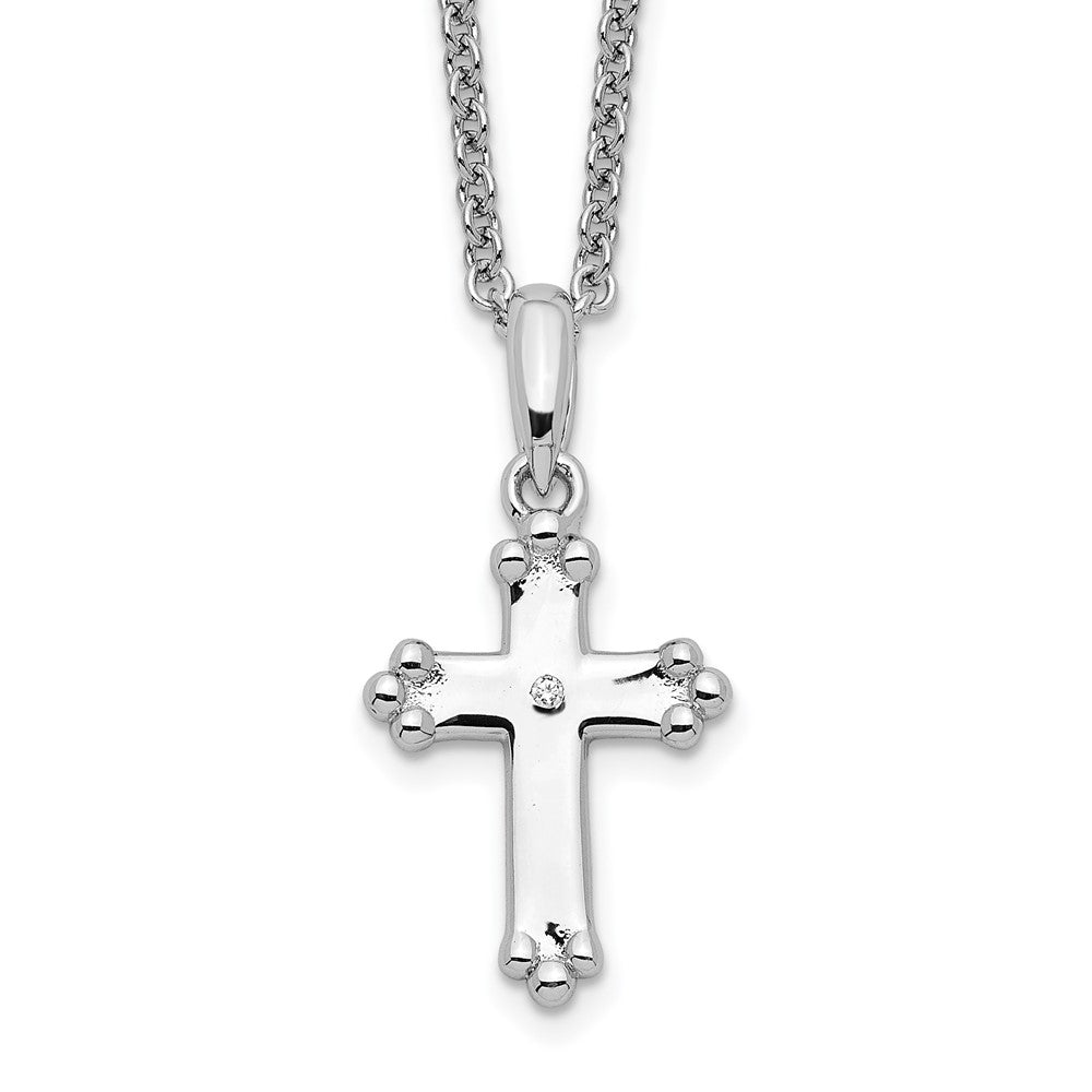 Sentimental Expressions Sterling Silver Rhodium-plated CZ Believe Big 14in. Necklace with 2in. ext 18 Inches